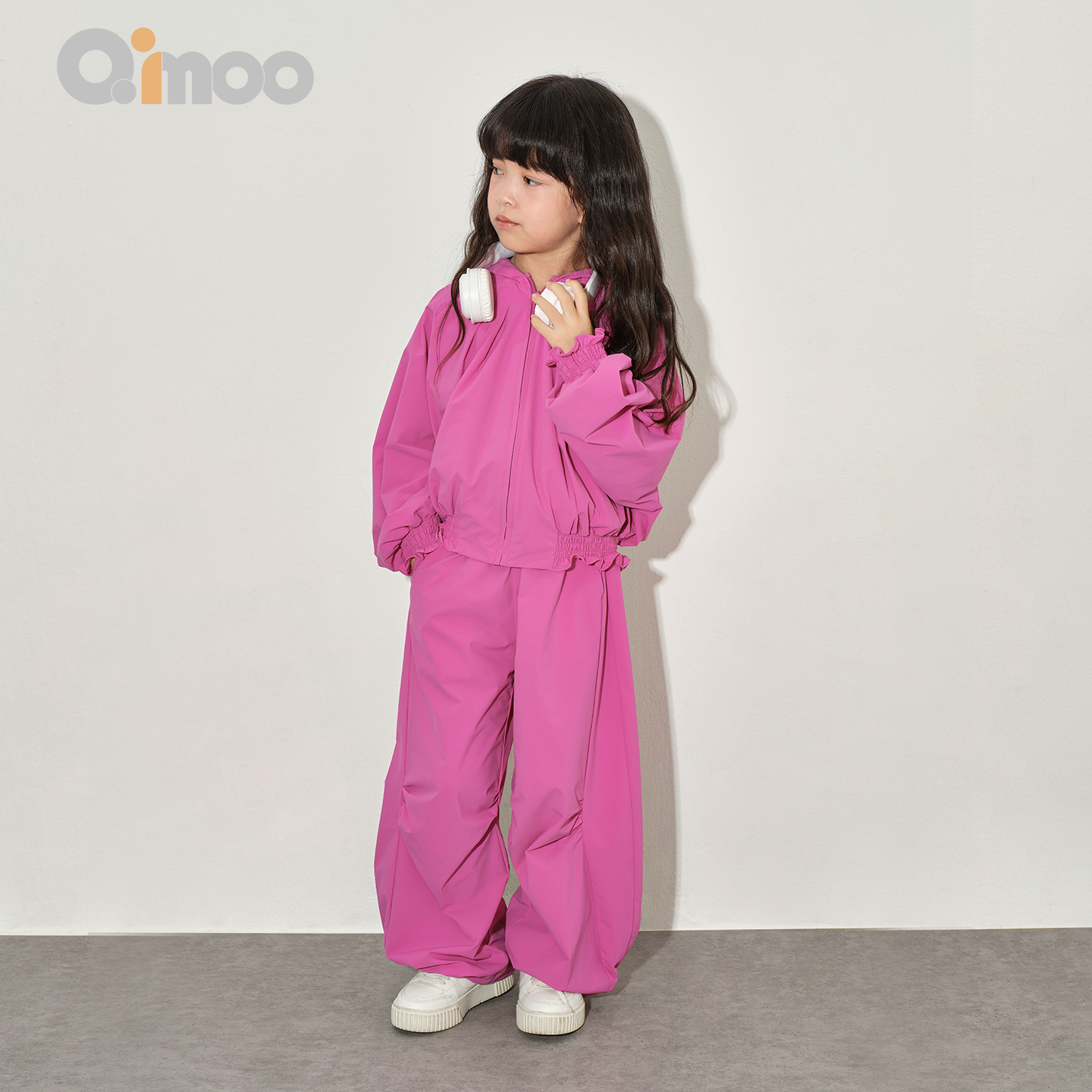 Qimoo淇木26春季新款童装女童舒适甜美荷叶边防风外套长裤子套装,童装/婴儿装/亲子装,家居服套装,淘宝优惠券,粉丝福利购,淘宝优惠卷