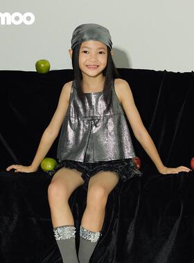 Qimoo淇木25夏季新款童装女童金属光泽质感蝴蝶结背心QSS2EP124A