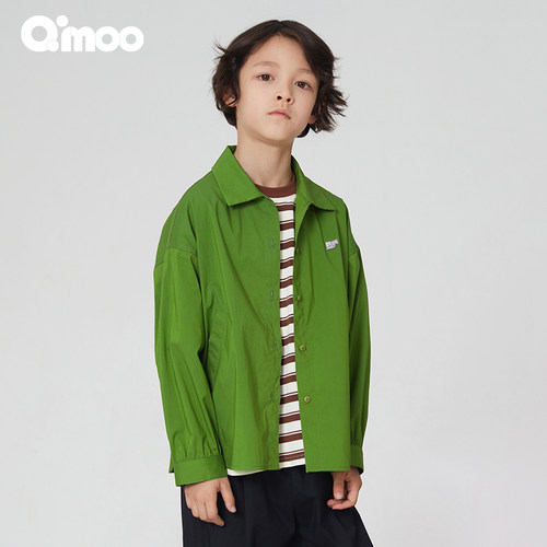 qimoo淇木休闲春季翻领长袖衬衫
