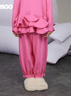 Qimoo/淇木25春季新款童装女童荷叶边花苞裤套装长裤子QSS1KC270B