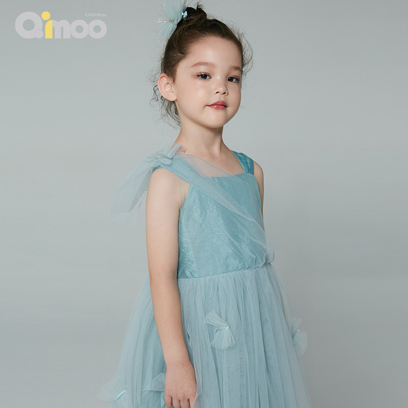 淇木Qimoo童装夏女童甜美休闲设计网纱拼接公主连衣裙QYH2LP101A_虎窝淘