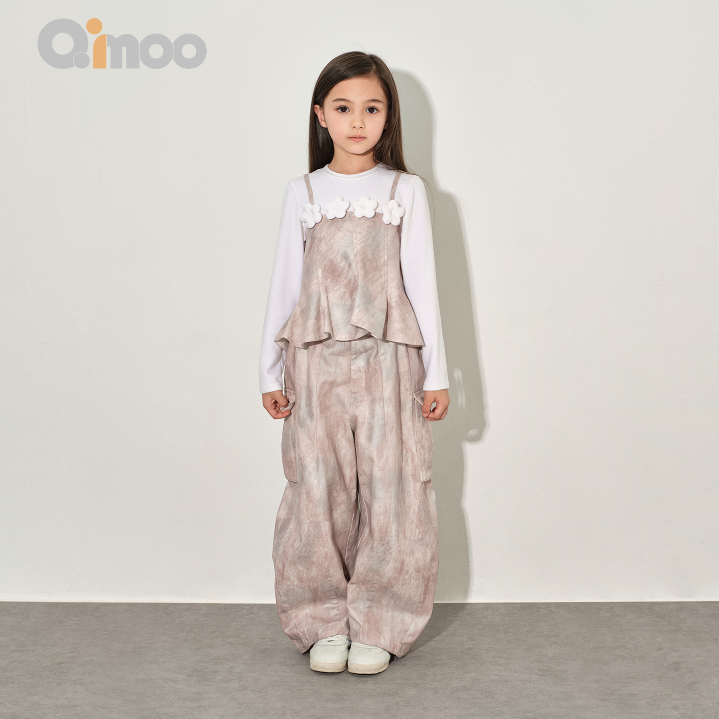 Qimoo淇木童装26春新款女童假两件荷叶琥珀光泽套装外套上衣裤子,童装/婴儿装/亲子装,套装,淘宝优惠券,粉丝福利购,淘宝优惠卷