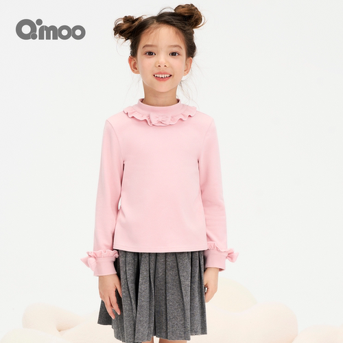 Qimoo女童冬季荷叶边打底衫