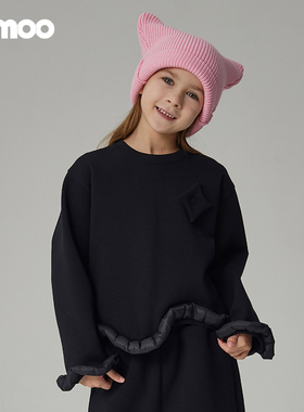 Qimoo淇木秋季新款童装女童宽松休闲长袖套头衫QCL3TC305C