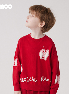 Qimoo/淇木冬季新款童装男童苹果提花撞色毛衣套头衫QCL4TC348C