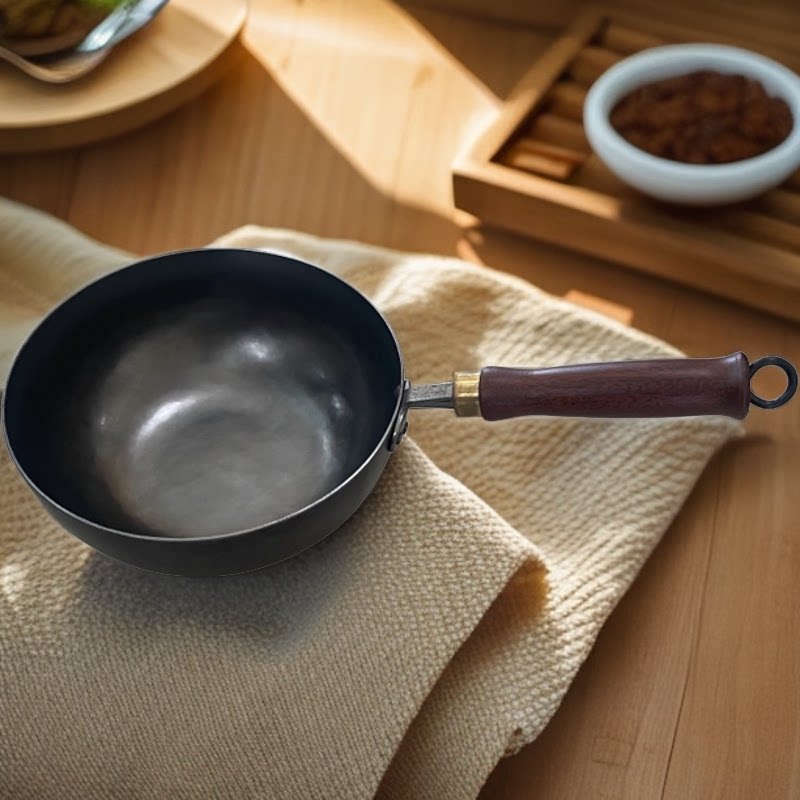 【镜面奶锅】唐一社纯手工锻打镜面小炒锅无涂层铁锅不易粘锅
