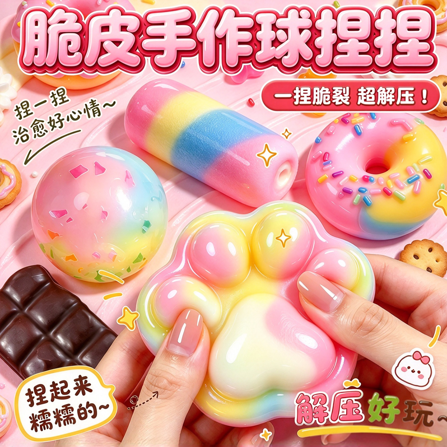 猫爪脆皮捏捏乐解压慢回弹手作球图片