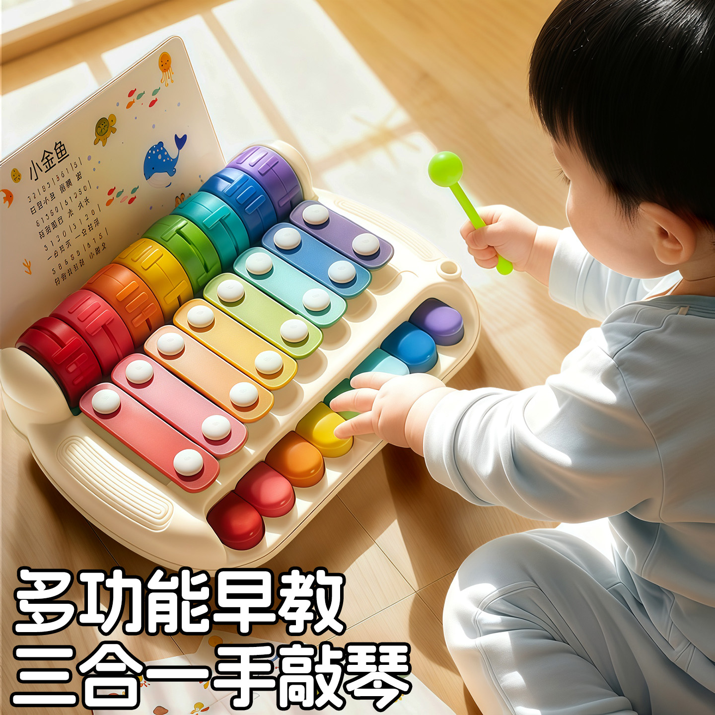 婴儿玩具八音手敲琴,早教益智