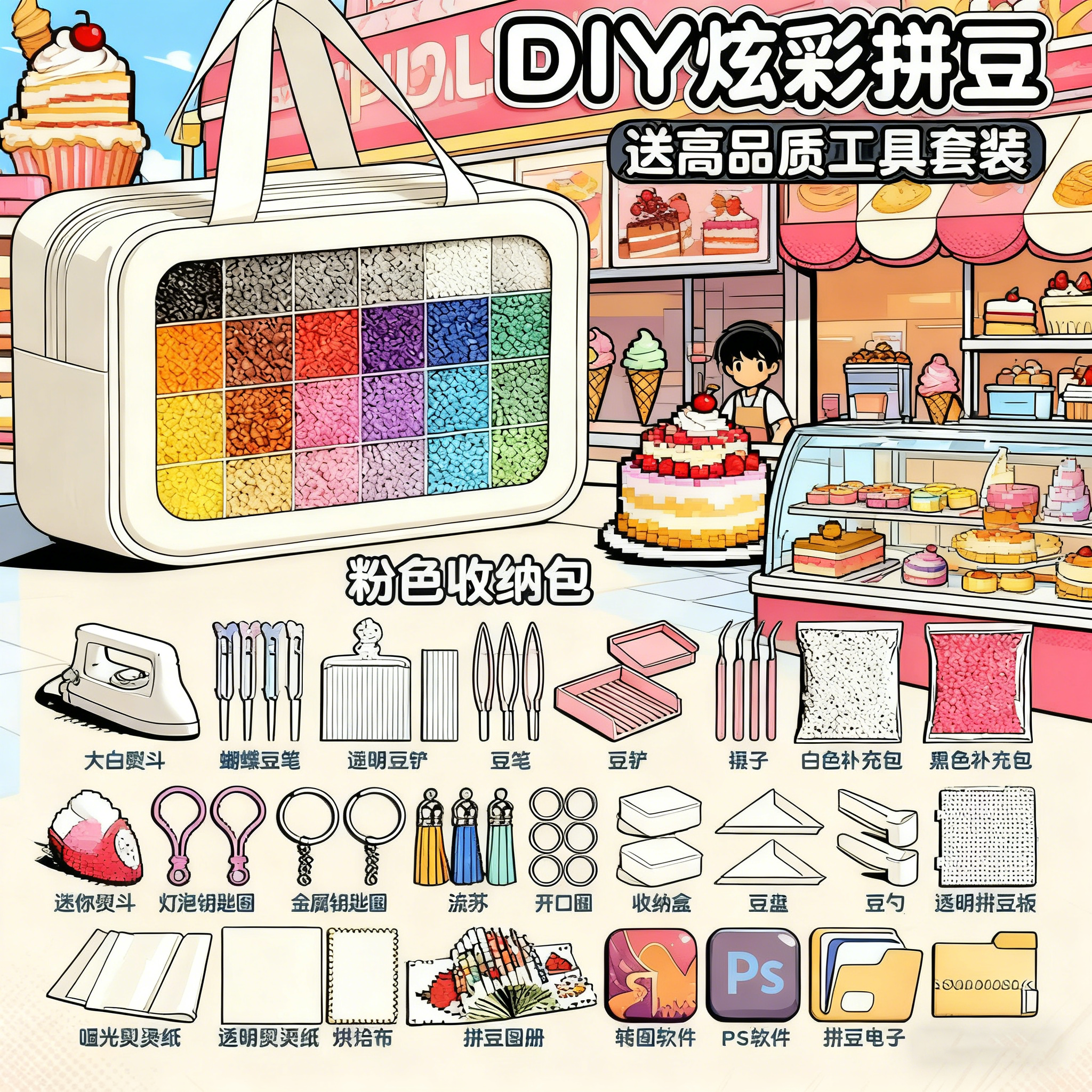 拼豆手工diy材料包拼豆笔工具包儿童玩具女孩积木立体熨斗补充包3,玩具/童车/益智/积木/模型,拼豆/拼豆工具,淘宝优惠券,粉丝福利购,淘宝优惠卷