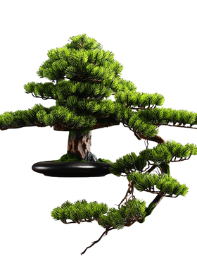 装饰中式客厅花架迎客松