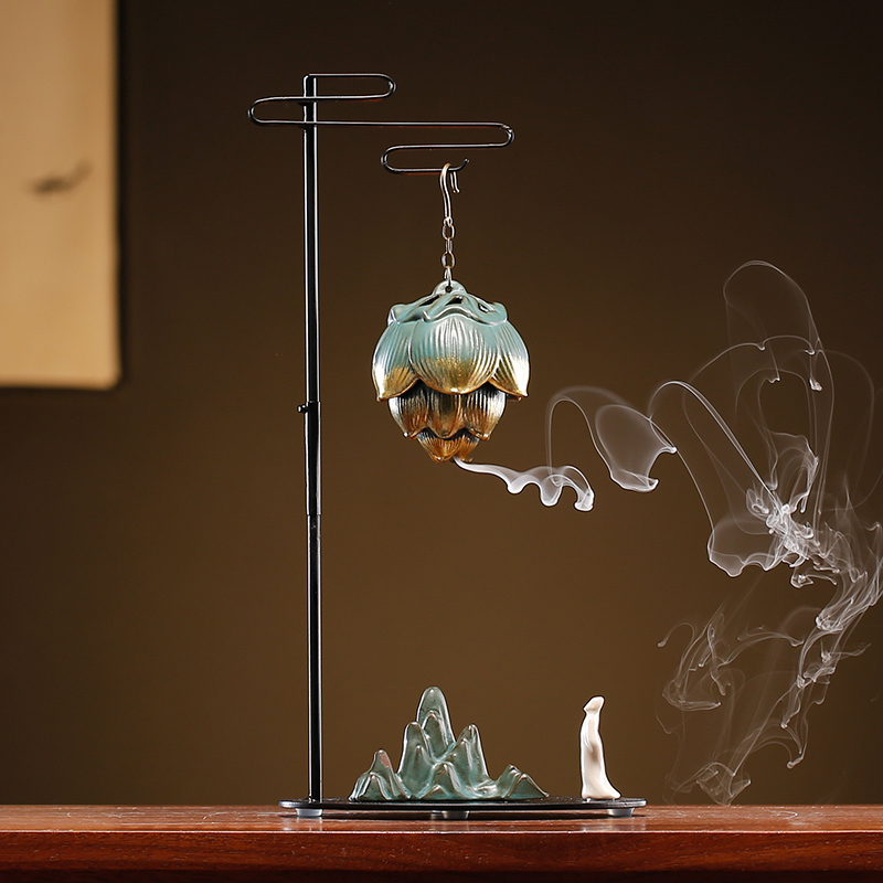 创意倒流香香炉摆件 禅意家用室内檀香沉香办公室客厅茶室香薰炉