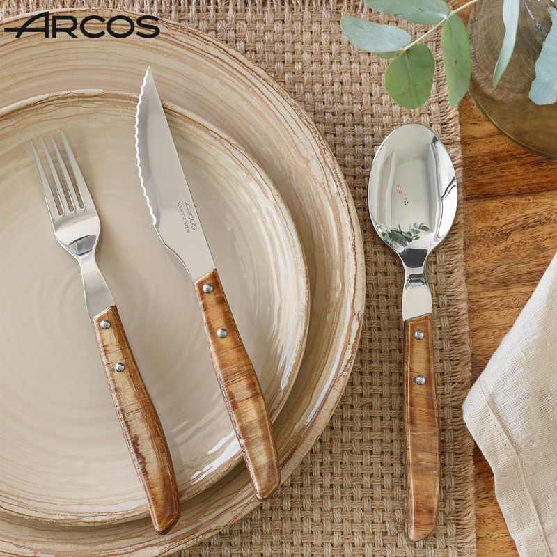 ARCOS锯齿牛排刀叉西餐餐具套装400不锈钢刀叉勺三件套法式轻奢