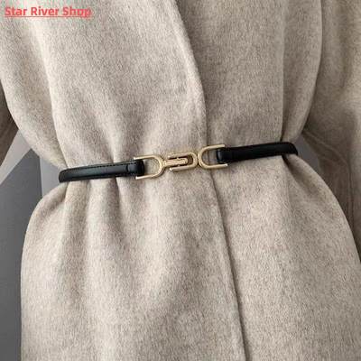 Adjustable PU Leather Ladies Dress Belts Skinny Thin Women W