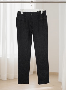 春秋新款黑色高腰直筒休闲裤女修身显瘦百搭长裤36198