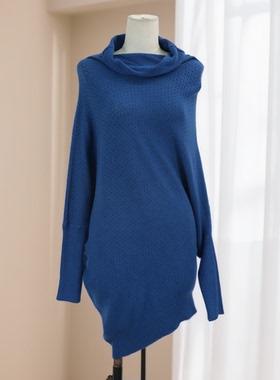 秋季新款堆堆领设计针织线衫慵懒宽松遮肉显瘦休闲百搭24626