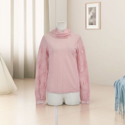 春秋女高领长袖雪纺衫显瘦百搭