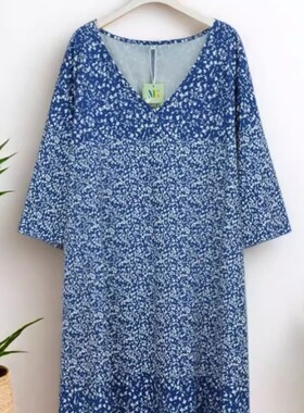 2025夏秋新款时尚碎花连衣裙宽松舒适遮肉显瘦大码潮流 25839