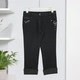 黑色绣花七分裤 女休闲直筒裤 钻饰装 时尚 饰舒适百搭裤 子36152