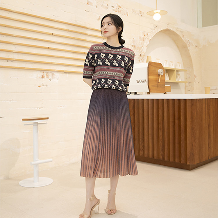 商场同款·BISELENA2021春装新款BlingBling时髦百褶网纱半裙 女