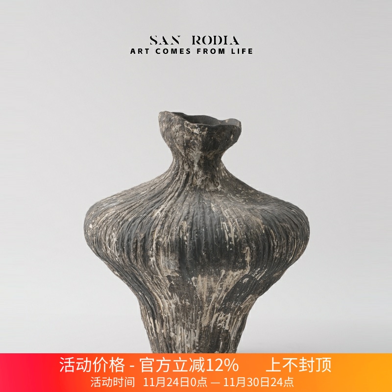 新中式侘寂风复古陶瓷花瓶样板间售楼处民宿书房桌面花店插花器