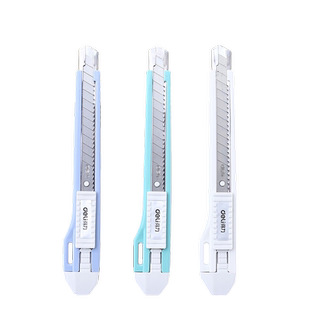 得力2031美工刀小号9mm刀片便携式开箱工具刀 裁纸刀介刀 壁纸刀SK5刀头自动锁定功能 颜色随机