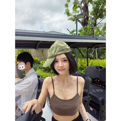 韩系ins风设计感小短款美背吊带