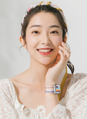 适用苹果手表表带尼龙s11新款applewatch表带se男女生iwatch表带ultra3运动s10代9/8/7回环式46mm45透气6智能