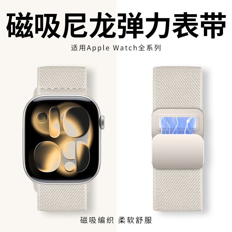 适用iwatch表带磁吸尼龙手感舒服图片