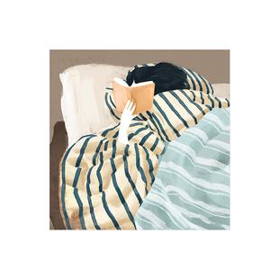 惬意悠闲看书人物装饰画内芯单独海报不要带外框正方形法式中古