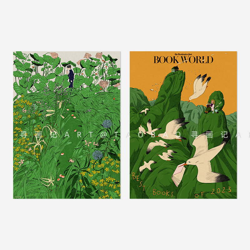 karlotta freier 装饰画海报画芯poster原木简约插画绿色挂画内心