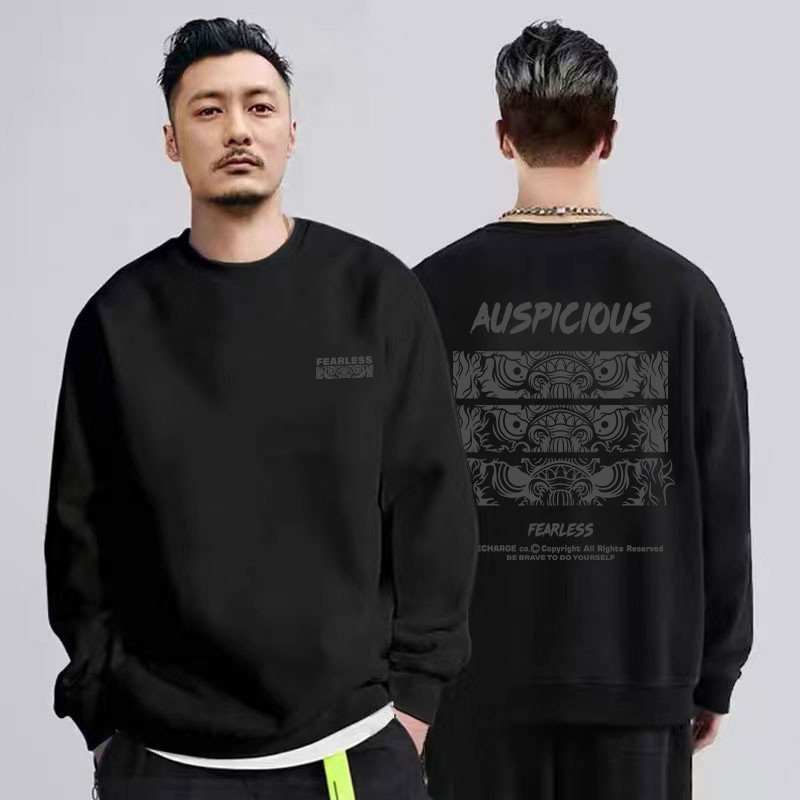 秋冬加绒加厚美式复古男士卫衣