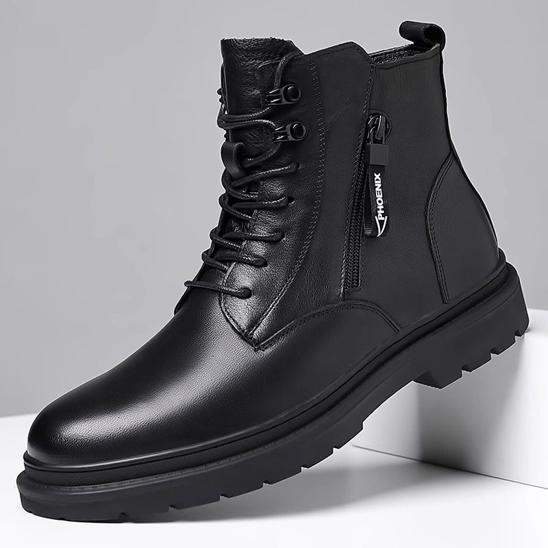 马丁靴男款高帮秋冬加绒保暖2025新款休闲男士皮鞋真皮中帮工装靴
