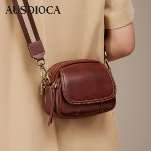 真皮女包2025新款 高级感小圆包头层牛皮休闲女士单肩斜挎小包 时尚