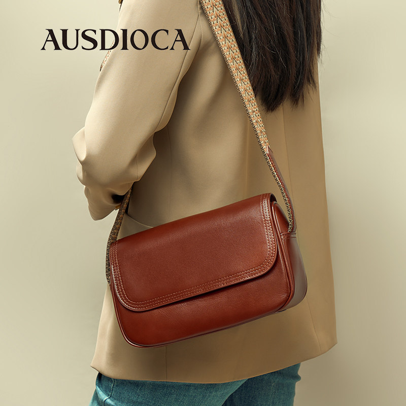 真皮包包女2025新款时尚马鞍包中年女包妈妈包头层牛皮女士斜挎包,箱包皮具/热销女包/男包,通用款女包,淘宝优惠券,粉丝福利购,淘宝优惠卷