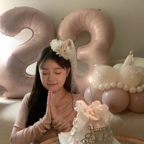 baby裸粉数字铝膜气球32寸派对自拍道具韩网红聚会生日宝宝