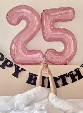 果冻粉数字铝膜气球派对自拍道具韩风生日可爱儿童宝宝心聚会