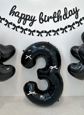 ins蝴蝶结生日快乐拉旗韩风心派对布置道具拉花公主横幅装饰