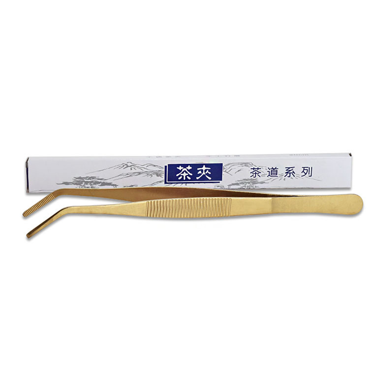 不锈钢茶夹茶具 钛金夹20cm 加厚不锈钢茶夹 茶台配套镊子