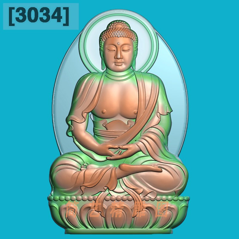 3034新随形立体佛祖精雕图玉雕大日如来佛阿弥陀佛电脑雕刻浮雕图