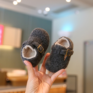 婴儿鞋子加绒加厚棉鞋冬季软底女宝宝步前鞋男宝鞋子小月龄勃肯鞋
