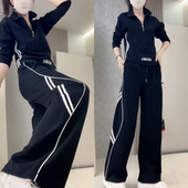 立领时尚 时髦显瘦百搭减龄休闲跑步服两件套 运动服套装 女早秋新款