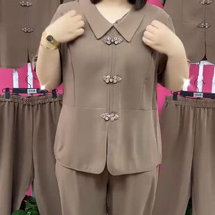 夏季新款盘口女士套装宽松时尚中老年两件套复古新中式气质款女装