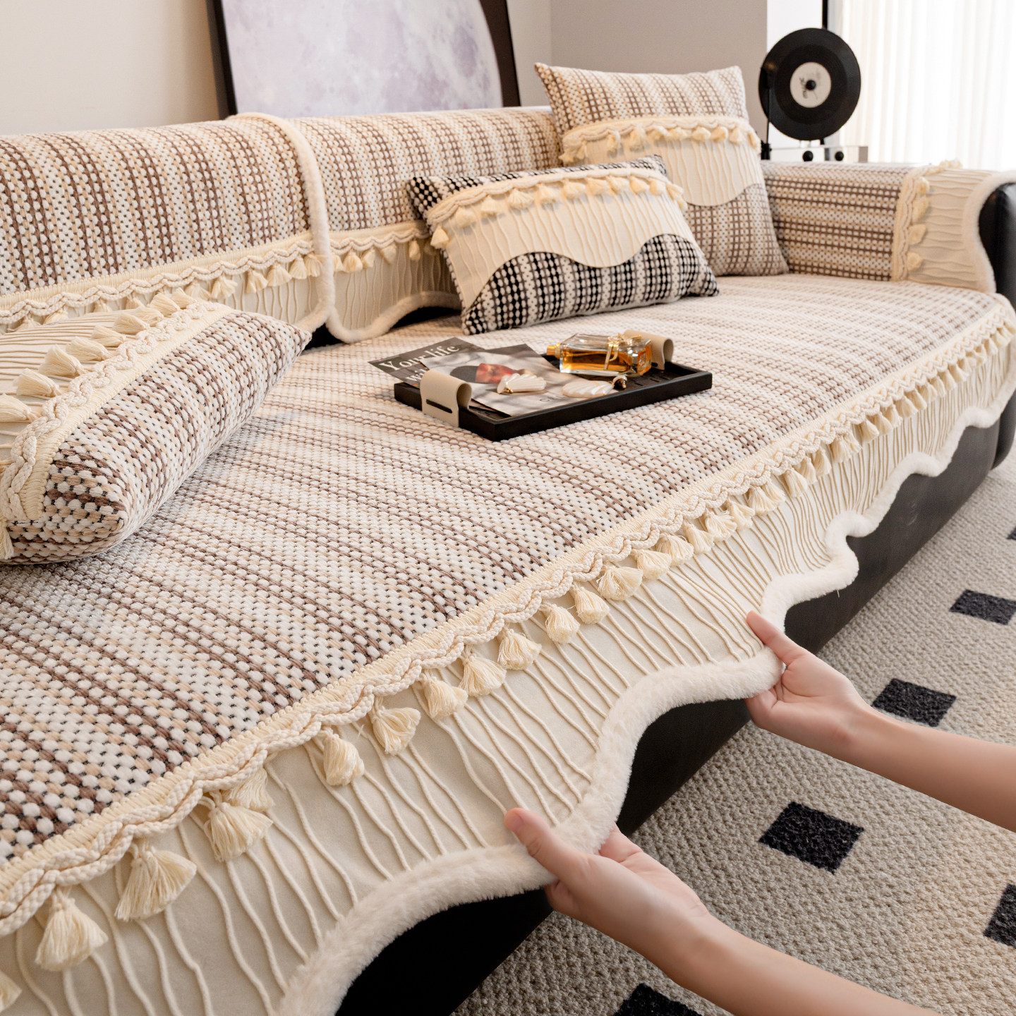 异形沙发垫四季通用2026新款沙发盖布一片式高级感防滑直排坐垫子,居家布艺,沙发垫,淘宝优惠券,粉丝福利购,淘宝优惠卷