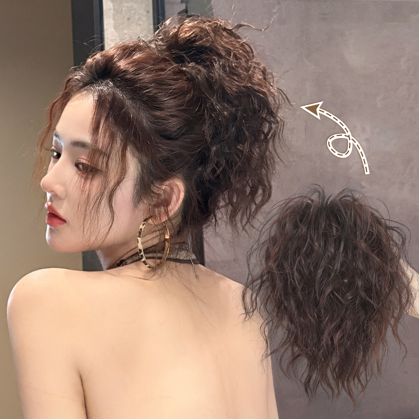 拉美卷丸子头假发女复古辣妹自然蓬松增发发包花苞盘发神器假发圈