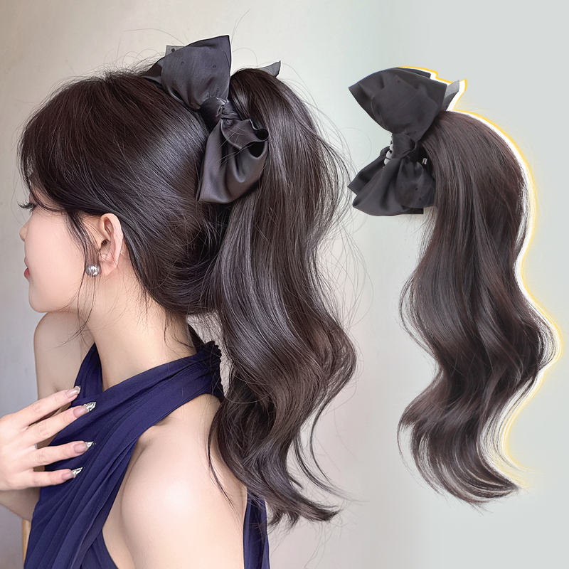 misssecret波点蝴蝶结抓夹卷马尾