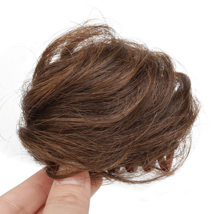 半扎发抓夹真发丸子头假发髻盘发包后脑勺增发量神器鸡窝花苞发圈