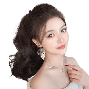 低马尾假发女绑带式梨花卷发假马尾假发片可扎高马尾网红辫子长发