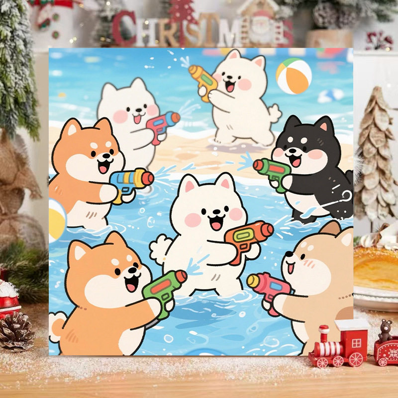 卡通可爱风柴犬钻石画DIY数字油彩画儿童手工简单装饰画萌宠拼图,家居饰品,DIY/数字油画,淘宝优惠券,粉丝福利购,淘宝优惠卷