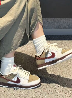 耐克NIKE板鞋2025冬季新款DUNK LOW豹纹休闲运动鞋女鞋IM6687-262