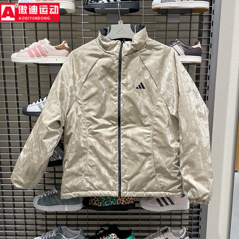 阿迪达斯男装棉服2026新年款宽松双面穿保暖休闲运动服外套KT0618
